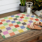 Colorful Checkered Pattern Outdoor Rug Gallery Image 2