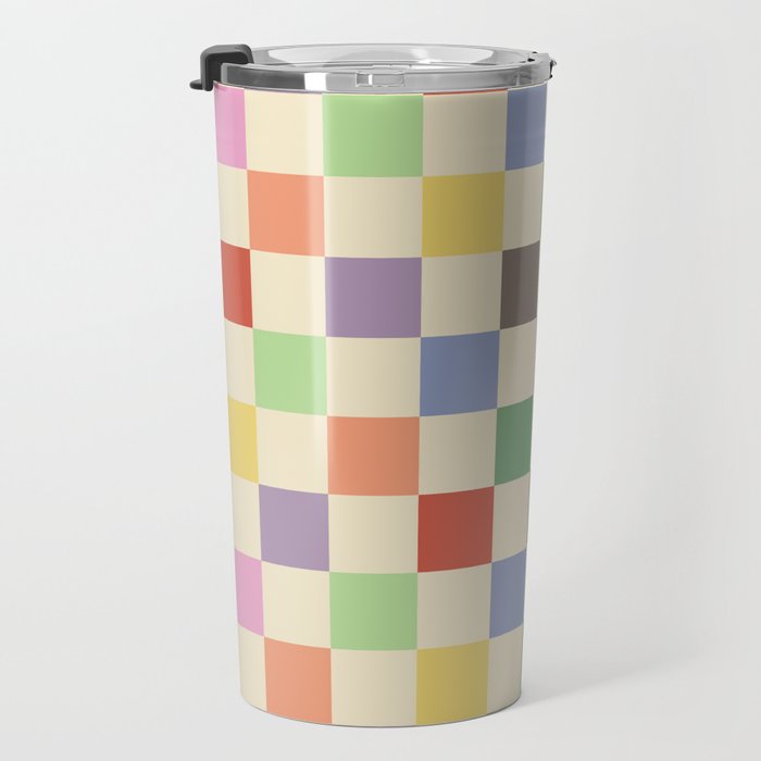 Colorful Checkered Pattern Travel Mug Gallery Image 3