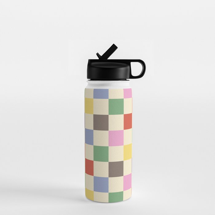 Colorful Checkered Pattern Water Bottle Gallery Image 1