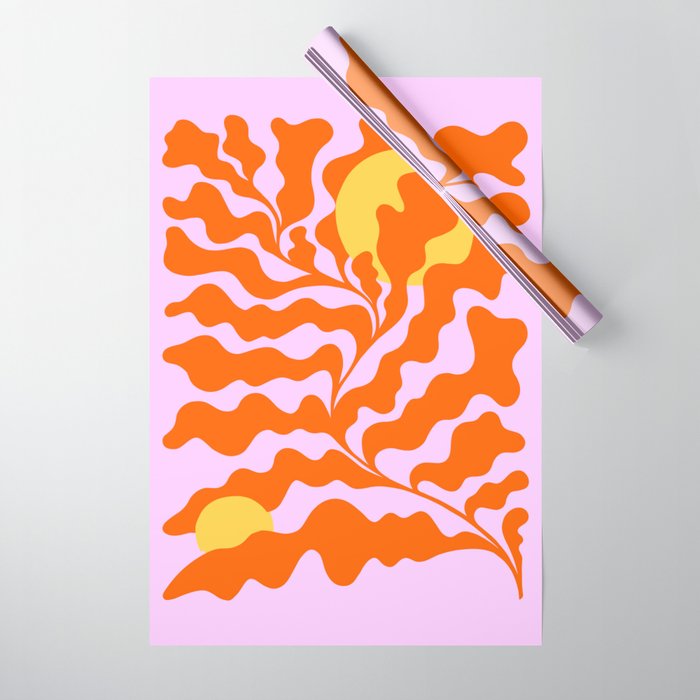 Matisse cut-outs - Pink & Orange Leaf on Sun Wrapping Paper Gallery Image 1
