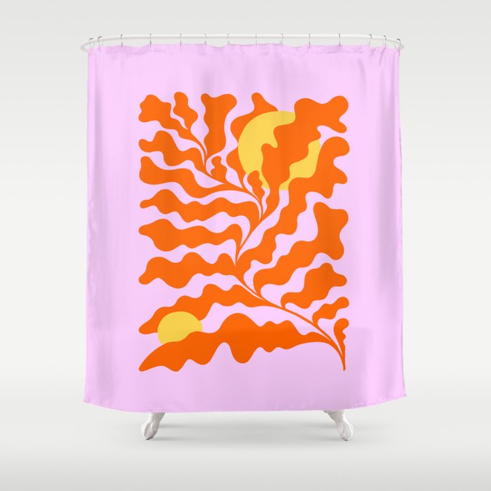 Matisse cut-outs - Pink & Orange Leaf on Sun Shower Curtain Gallery Image 1