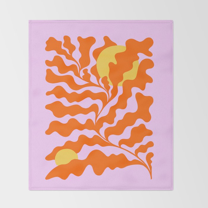 Matisse cut-outs - Pink & Orange Leaf on Sun Throw Blanket Gallery Image 2