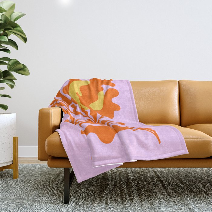 Matisse cut-outs - Pink & Orange Leaf on Sun Throw Blanket Gallery Image 1