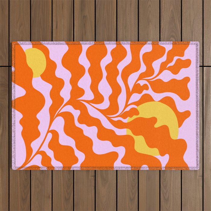 Matisse cut-outs - Pink & Orange Leaf on Sun Outdoor Rug Gallery Image 1