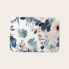 Pink Blue Watercolor Poppies Flowers Illustration Bath Mat Gallery Image 1
