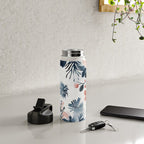 Pink Blue Watercolor Poppies Flowers Illustration Water Bottle Gallery Image 4