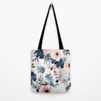 Pink Blue Watercolor Poppies Flowers Illustration Tote Bag Gallery Image 2