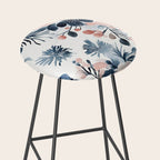 Pink Blue Watercolor Poppies Flowers Illustration Stool Gallery Image 2