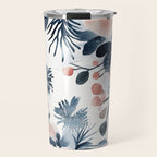 Pink Blue Watercolor Poppies Flowers Illustration Travel Mug Gallery Image 1