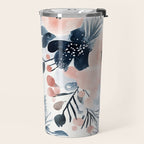 Pink Blue Watercolor Poppies Flowers Illustration Travel Mug Gallery Image 2