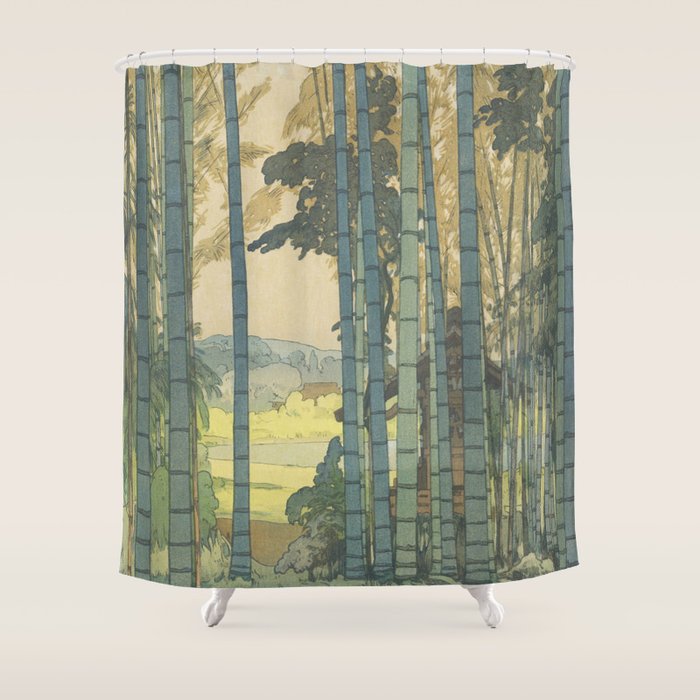Yoshida Hiroshi, Bamboo Grove - Vintage Japanese Woodblock Print Art Shower Curtain Gallery Image 1
