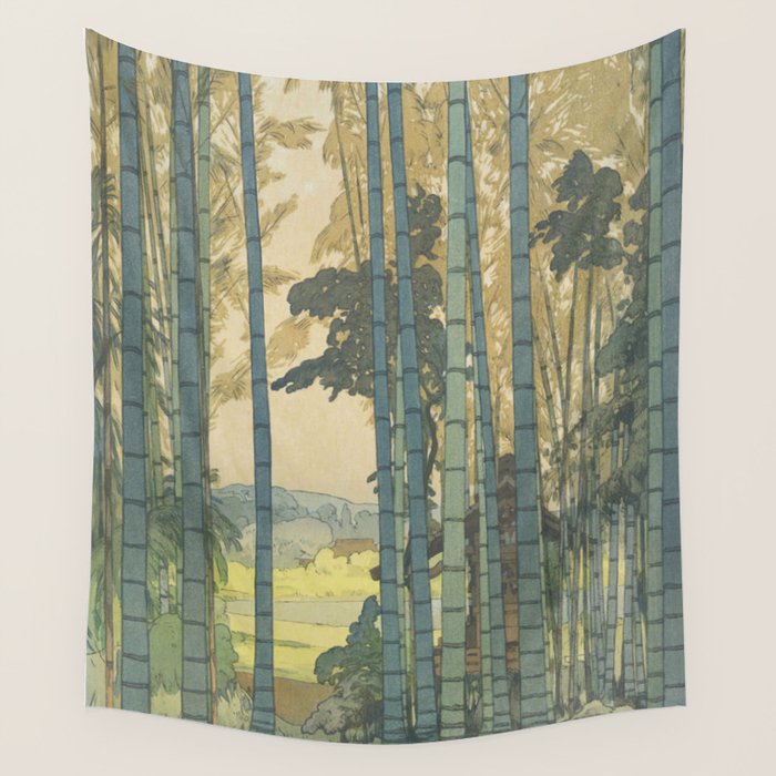 Yoshida Hiroshi, Bamboo Grove - Vintage Japanese Woodblock Print Art Wall Tapestry Gallery Image 4