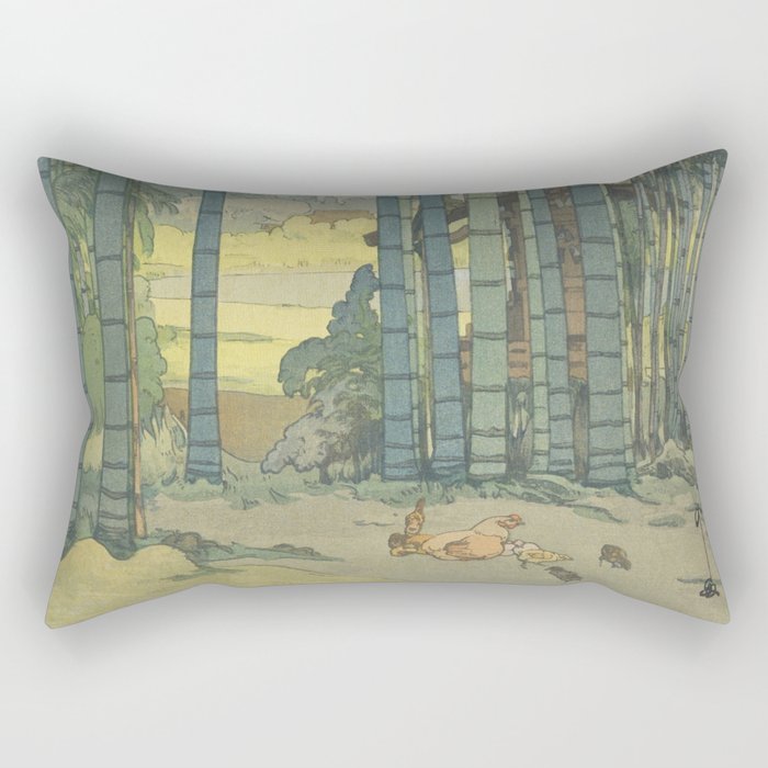 Yoshida Hiroshi, Bamboo Grove - Vintage Japanese Woodblock Print Art Rectangular Pillow Gallery Image 2