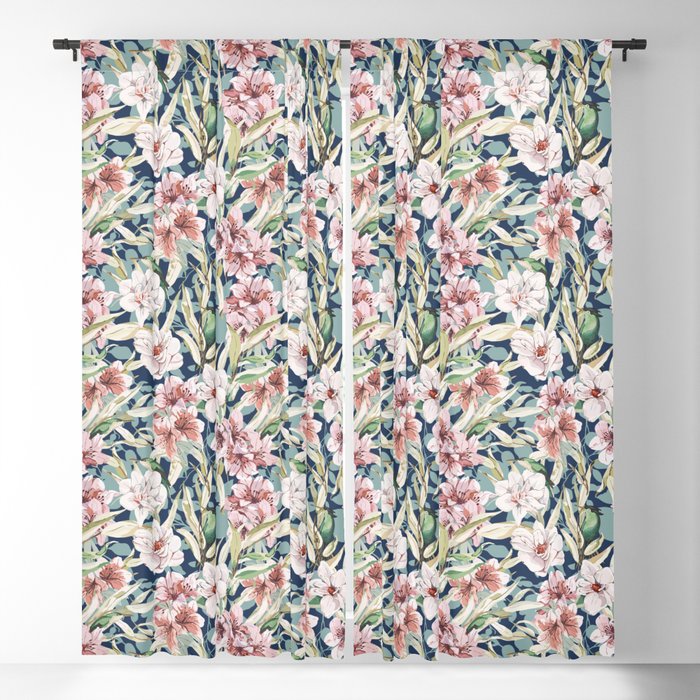 Birds in lush night garden flowers Window Curtain Gallery Image 5