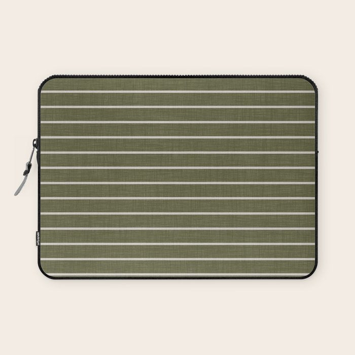 Cozy Stripes In Olive Green Laptop Sleeve Gallery Image 1