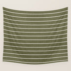 Cozy Stripes In Olive Green Wall Tapestry Gallery Image 4