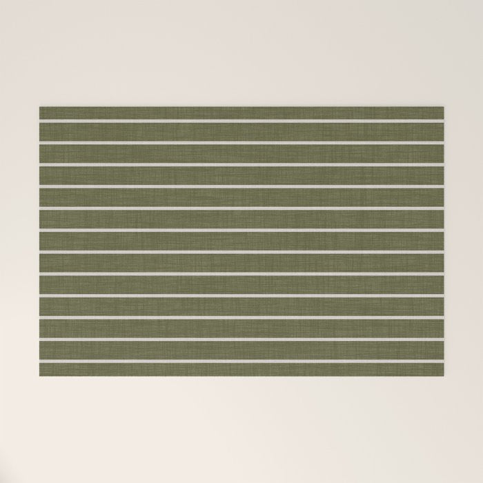 Cozy Stripes In Olive Green Welcome Mat Gallery Image 1