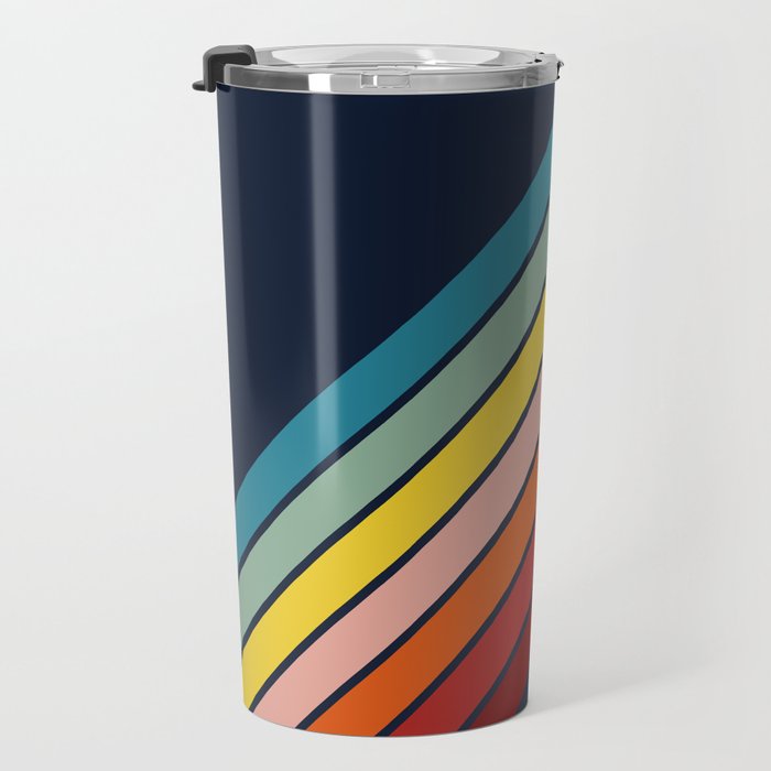 Lumumbu - 70s Vintage Style Retro Summer Stripes Travel Mug Gallery Image 3