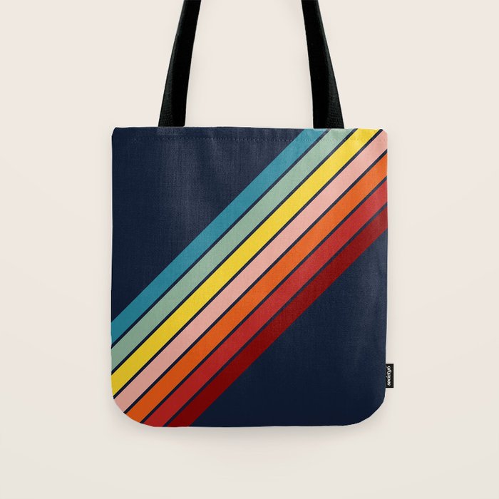 Lumumbu - 70s Vintage Style Retro Summer Stripes Tote Bag Gallery Image 1