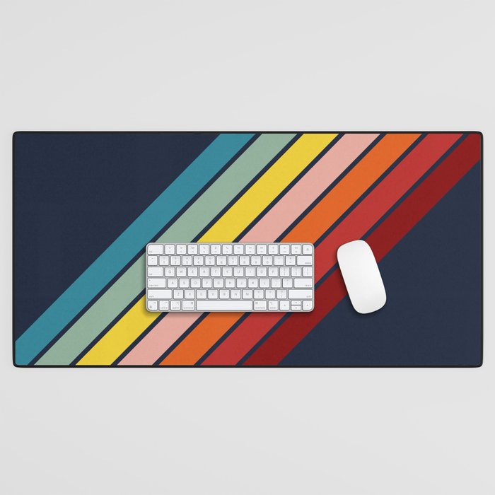 Lumumbu - 70s Vintage Style Retro Summer Stripes Desk Mat Gallery Image 1