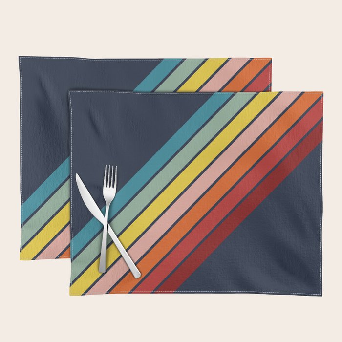 Lumumbu - 70s Vintage Style Retro Summer Stripes Placemat Gallery Image 1