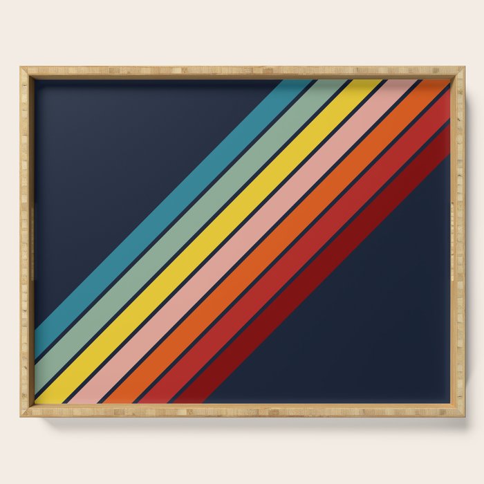Lumumbu - 70s Vintage Style Retro Summer Stripes Serving Tray Gallery Image 1