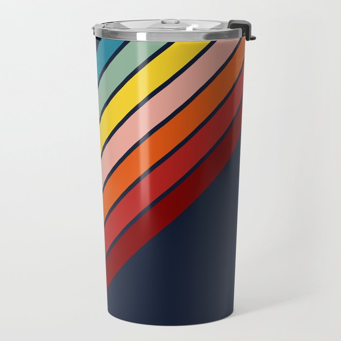 Lumumbu - 70s Vintage Style Retro Summer Stripes Travel Mug Gallery Image 2
