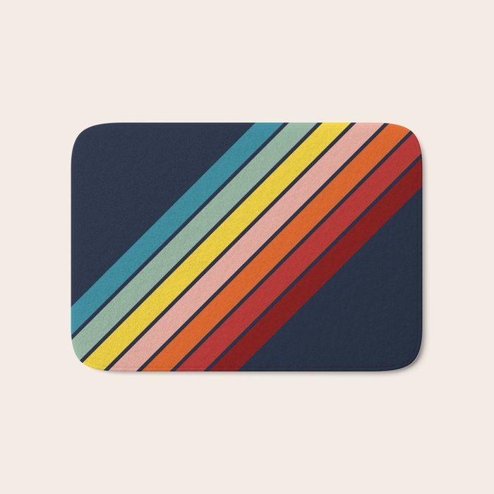 Lumumbu - 70s Vintage Style Retro Summer Stripes Bath Mat Gallery Image 1