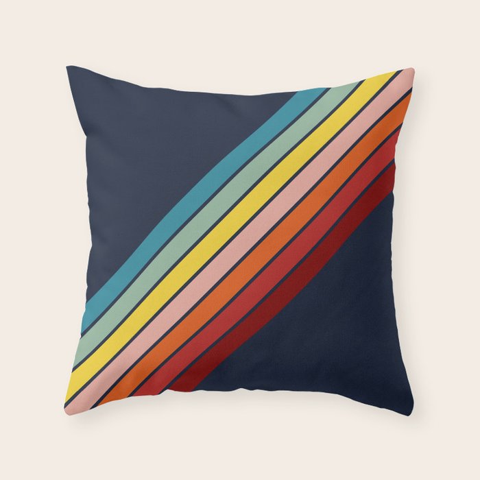 Lumumbu - 70s Vintage Style Retro Summer Stripes Throw Pillow Gallery Image 1
