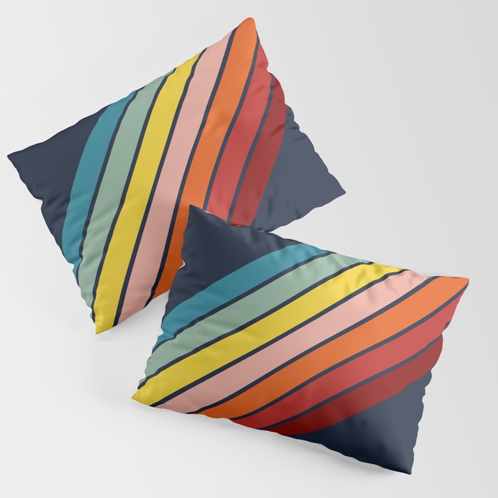 Lumumbu - 70s Vintage Style Retro Summer Stripes Pillow Sham Gallery Image 1