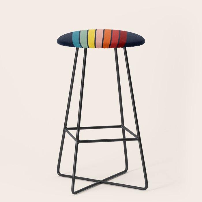 Lumumbu - 70s Vintage Style Retro Summer Stripes Stool Gallery Image 1