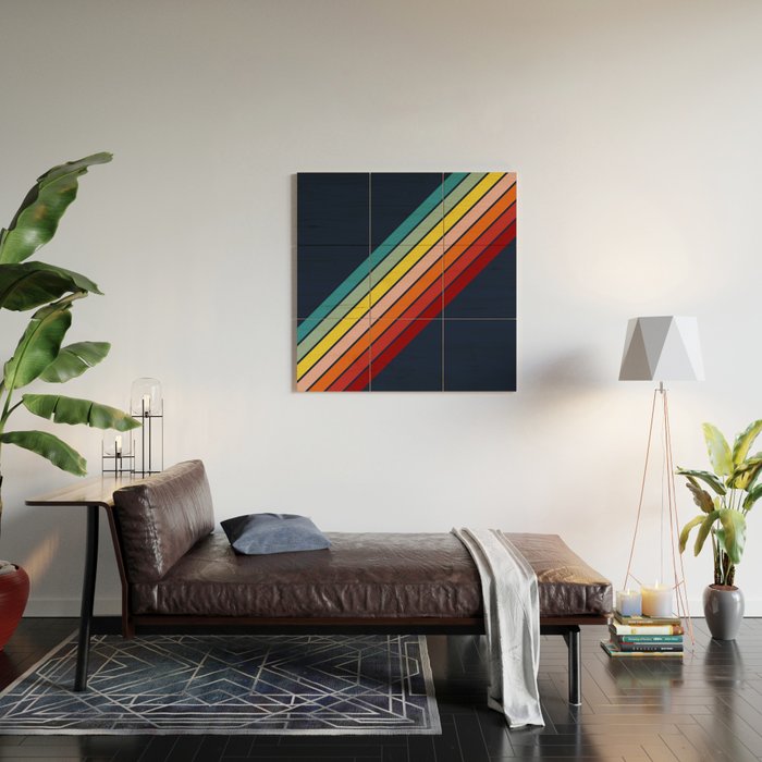Lumumbu - 70s Vintage Style Retro Summer Stripes Wood Wall Art Gallery Image 2