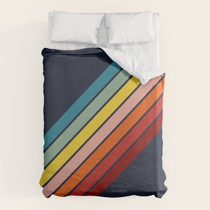 Lumumbu - 70s Vintage Style Retro Summer Stripes Duvet Cover Gallery Image 1