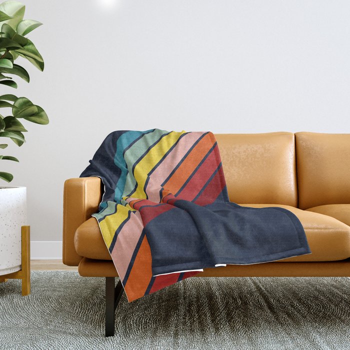 Lumumbu - 70s Vintage Style Retro Summer Stripes Throw Blanket Gallery Image 1