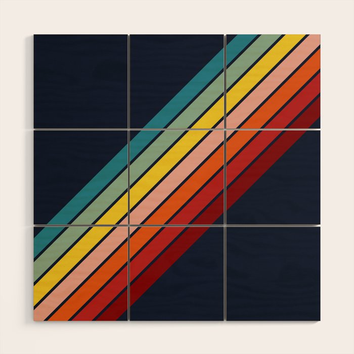 Lumumbu - 70s Vintage Style Retro Summer Stripes Wood Wall Art Gallery Image 1