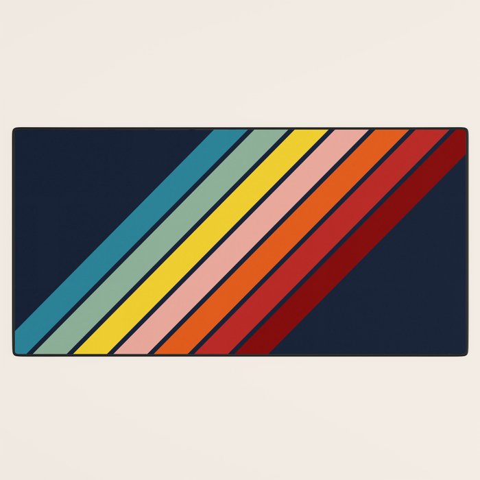 Lumumbu - 70s Vintage Style Retro Summer Stripes Desk Mat Gallery Image 3