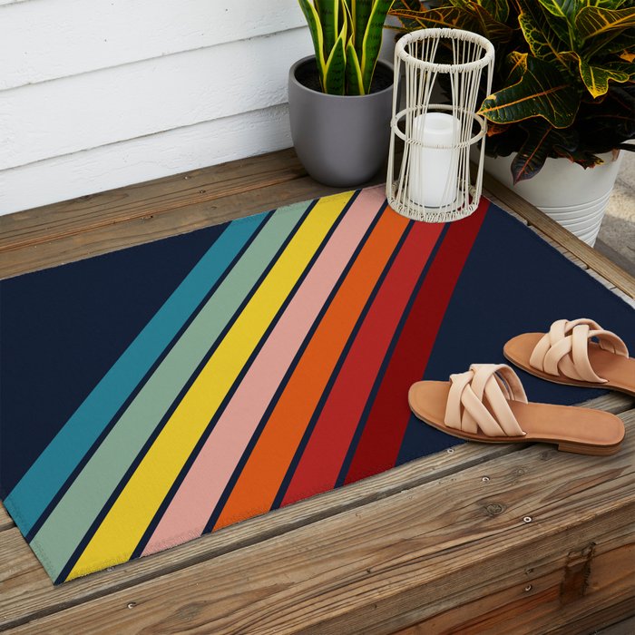 Lumumbu - 70s Vintage Style Retro Summer Stripes Outdoor Rug Gallery Image 2