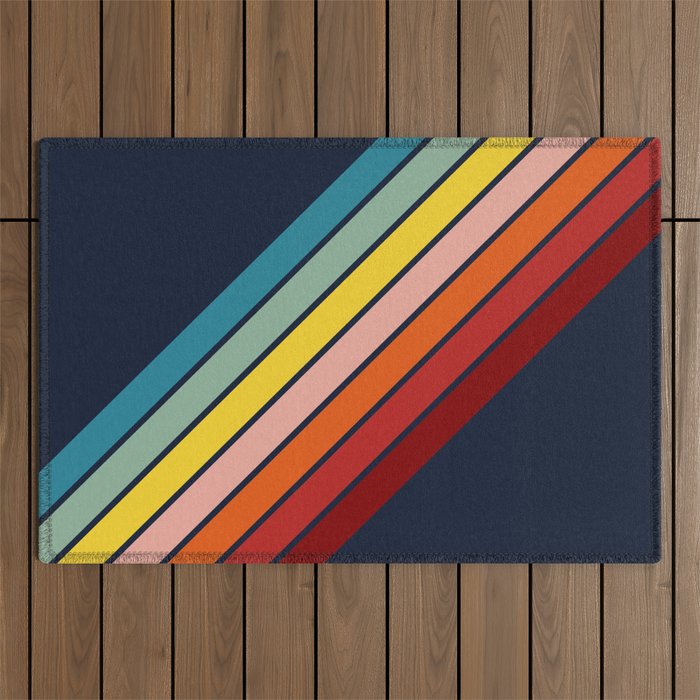 Lumumbu - 70s Vintage Style Retro Summer Stripes Outdoor Rug Gallery Image 1