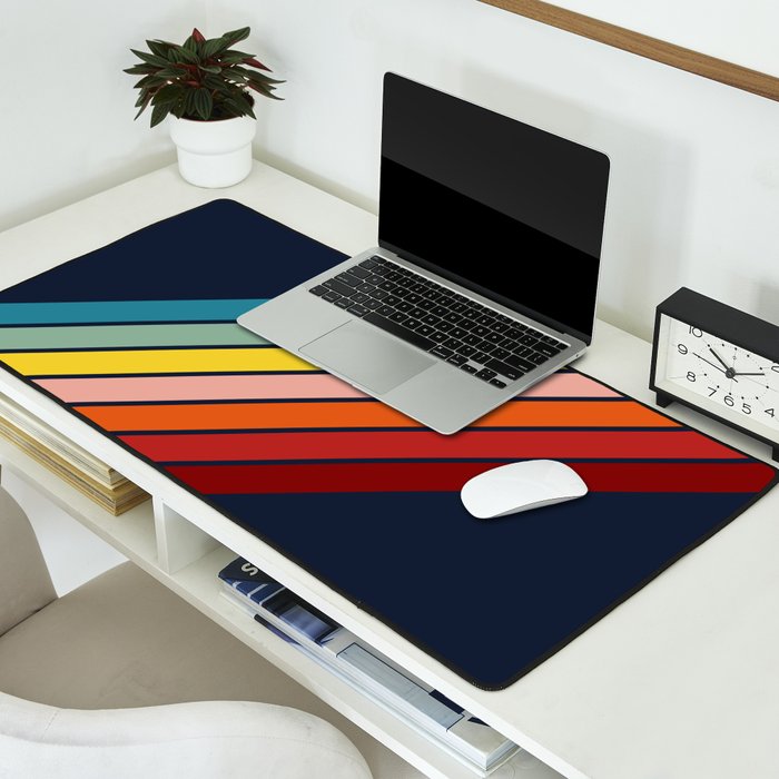 Lumumbu - 70s Vintage Style Retro Summer Stripes Desk Mat Gallery Image 2