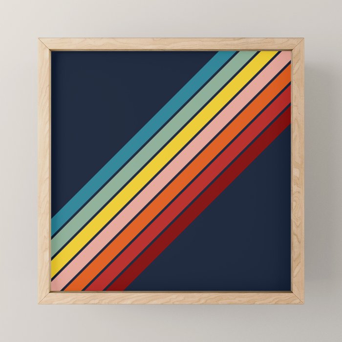 Lumumbu - 70s Vintage Style Retro Summer Stripes Mini Art Print Gallery Image 1