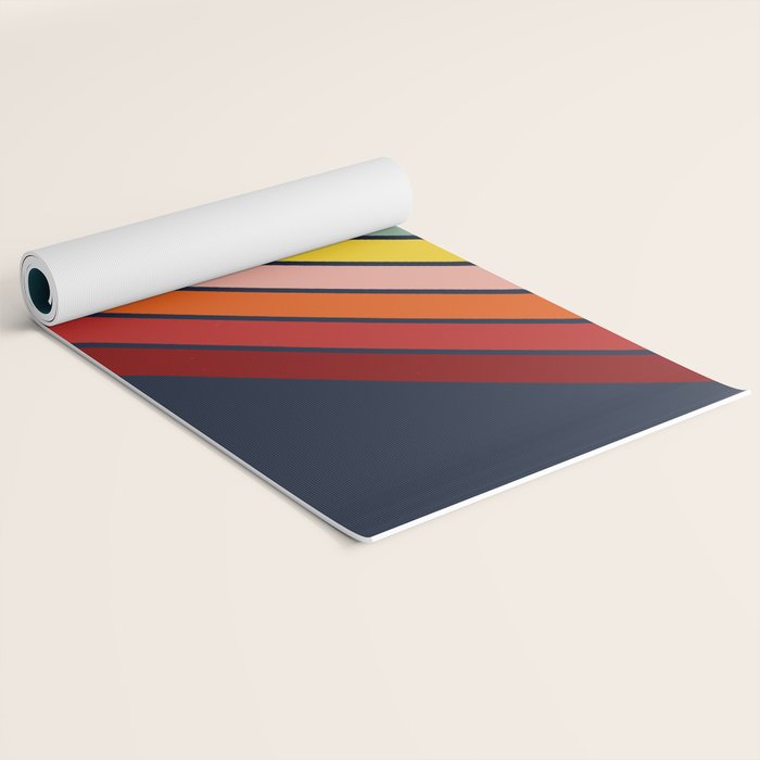 Lumumbu - 70s Vintage Style Retro Summer Stripes Yoga Mat Gallery Image 2