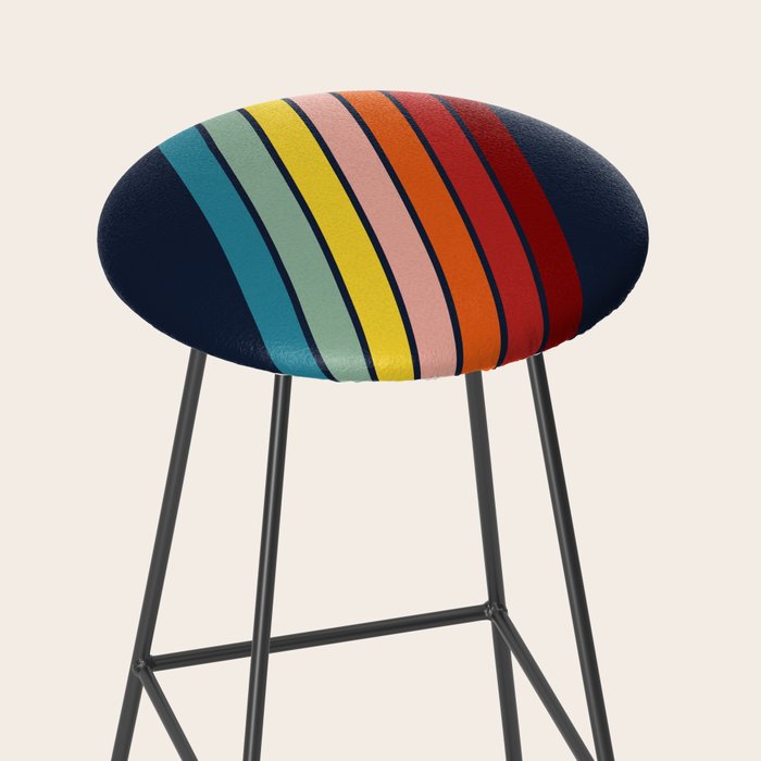 Lumumbu - 70s Vintage Style Retro Summer Stripes Stool Gallery Image 2
