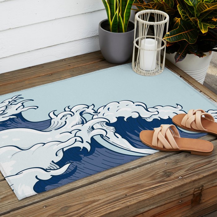 The Great Kanagawa Japanese Wave Outdoor Rug Gallery Image 2
