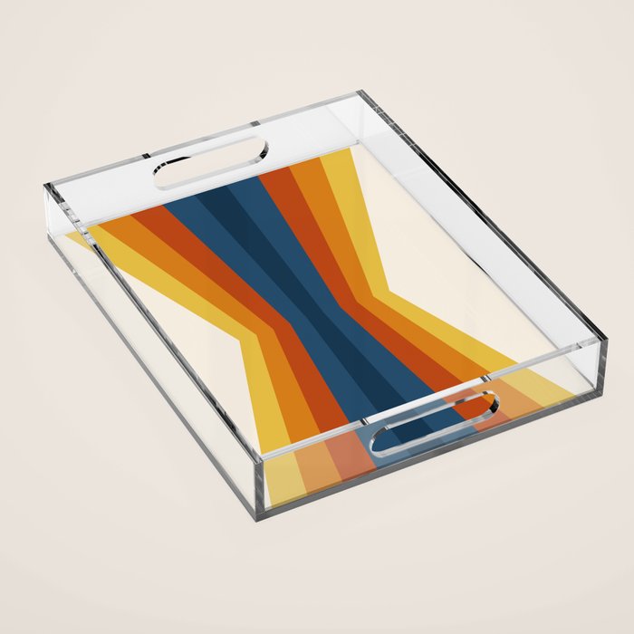 Bright 70's Retro Stripes Reflection Acrylic Tray Gallery Image 1