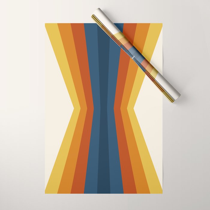 Bright 70's Retro Stripes Reflection Wrapping Paper Gallery Image 1