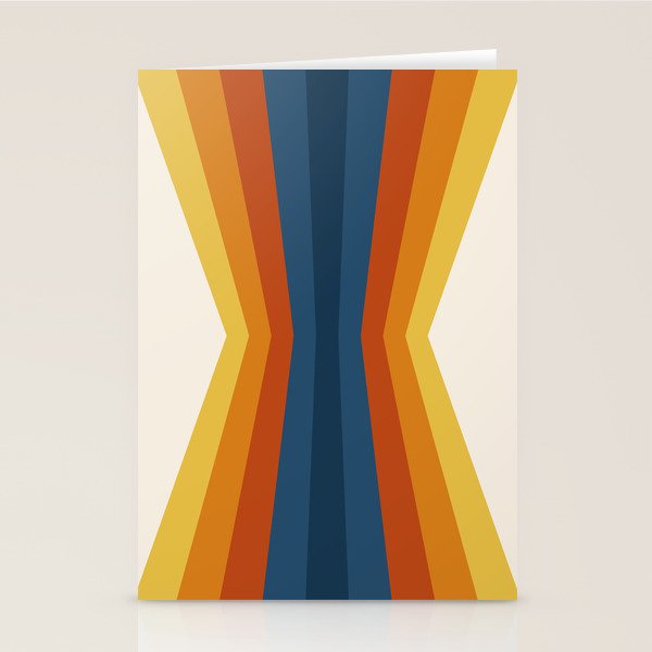 Bright 70's Retro Stripes Reflection Stationery Card Gallery Image 2