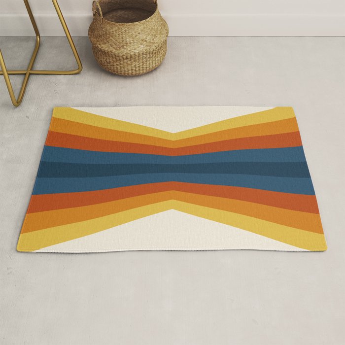 Bright 70's Retro Stripes Reflection Rug Gallery Image 1