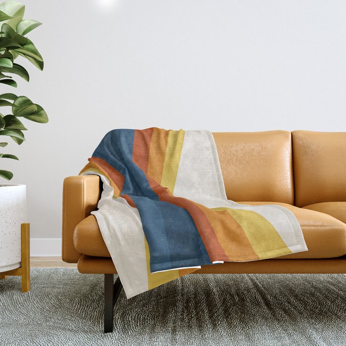 Bright 70's Retro Stripes Reflection Throw Blanket Gallery Image 1