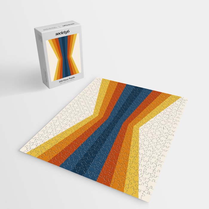 Bright 70's Retro Stripes Reflection Jigsaw Puzzle Gallery Image 2