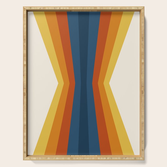 Bright 70's Retro Stripes Reflection Serving Tray Gallery Image 1
